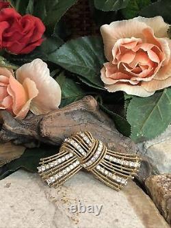 13. Crown Trifari CAVALCADE Clear Crystal Bow Knot Alfred Philippe pin Brooch