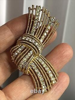 13. Crown Trifari CAVALCADE Clear Crystal Bow Knot Alfred Philippe pin Brooch