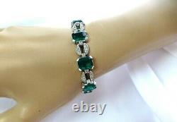 1930's Alfred Philippe TRIFARI Faux Emerald & Rhinestone Art Deco BRACELET