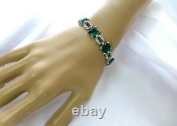 1930's Alfred Philippe TRIFARI Faux Emerald & Rhinestone Art Deco BRACELET