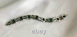 1930's Alfred Philippe TRIFARI Faux Emerald & Rhinestone Art Deco BRACELET