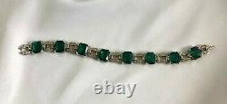 1930's Alfred Philippe TRIFARI Faux Emerald & Rhinestone Art Deco BRACELET