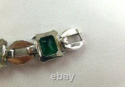 1930's Alfred Philippe TRIFARI Faux Emerald & Rhinestone Art Deco BRACELET