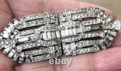 1930s CROWN TRIFARI ALFRED PHILIPPE Rhinestone Clip Brooch Pat 2050804 RHODIUM