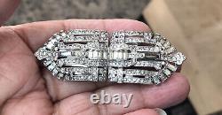 1930s CROWN TRIFARI ALFRED PHILIPPE Rhinestone Clip Brooch Pat 2050804 RHODIUM