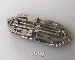 1930s CROWN TRIFARI ALFRED PHILIPPE Rhinestone Clip Brooch Pat 2050804 RHODIUM