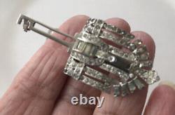 1930s CROWN TRIFARI ALFRED PHILIPPE Rhinestone Clip Brooch Pat 2050804 RHODIUM