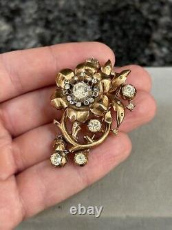 1930s Crown TRIFARI Regence Flower Fur Clip Alfred Philippe Brooch Pin Rare