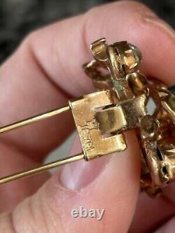 1930s Crown TRIFARI Regence Flower Fur Clip Alfred Philippe Brooch Pin Rare