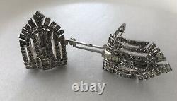 1930s TRIFARI ART DECO ALFRED PHILIPPE Rhinestone Fur Clips Pat 2050804 KTF