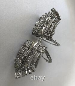 1930s TRIFARI ART DECO ALFRED PHILIPPE Rhinestone Fur Clips Pat 2050804 KTF