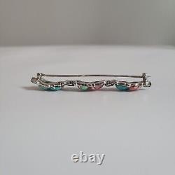 1930s Trifari KTF Tutti Frutti fruit salad bar pin Art Deco blue green pink pear