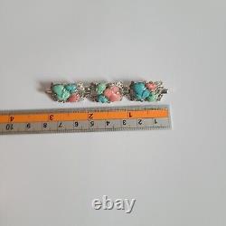 1930s Trifari KTF Tutti Frutti fruit salad bar pin Art Deco blue green pink pear