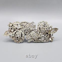 1938 Crown Trifari Alfred Philippe Bellflower Crystal Pave Clip-Mate Dress Clips