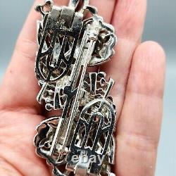 1938 Crown Trifari Alfred Philippe Bellflower Crystal Pave Clip-Mate Dress Clips