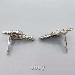 1938 Crown Trifari Alfred Philippe Bellflower Crystal Pave Clip-Mate Dress Clips