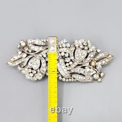 1938 Crown Trifari Alfred Philippe Bellflower Crystal Pave Clip-Mate Dress Clips