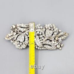 1938 Crown Trifari Alfred Philippe Bellflower Crystal Pave Clip-Mate Dress Clips