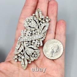 1938 Crown Trifari Alfred Philippe Bellflower Crystal Pave Clip-Mate Dress Clips
