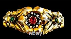 1939 Crown Trifari Alfred Philippe'regence' Rhinestone Floral Trembler Bracelet