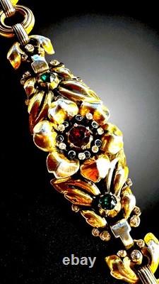1939 Crown Trifari Alfred Philippe'regence' Rhinestone Floral Trembler Bracelet