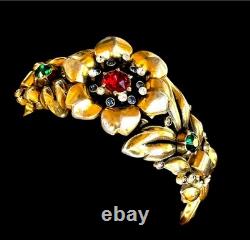 1939 Crown Trifari Alfred Philippe'regence' Rhinestone Floral Trembler Bracelet