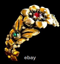 1939 Crown Trifari Alfred Philippe'regence' Rhinestone Floral Trembler Bracelet