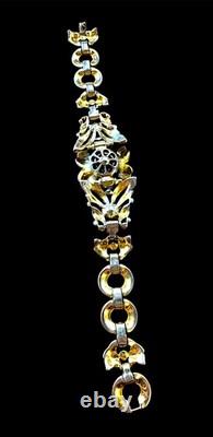 1939 Crown Trifari Alfred Philippe'regence' Rhinestone Floral Trembler Bracelet
