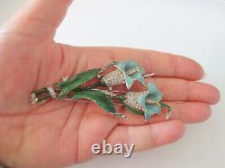 1940 Crown Trifari Alfred Philippe Rhinestone Fur Clip Flowers Pin Brooch RARE
