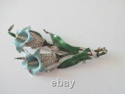 1940 Crown Trifari Alfred Philippe Rhinestone Fur Clip Flowers Pin Brooch RARE