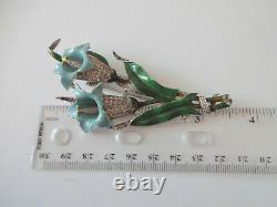 1940 Crown Trifari Alfred Philippe Rhinestone Fur Clip Flowers Pin Brooch RARE