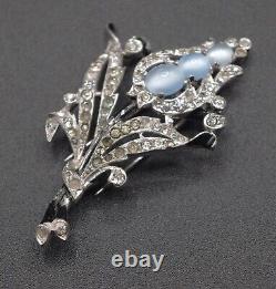 1940 Crown Trifari Tulip Fur Clip Alfred Philippe Moonstone Jelly Belly Signed