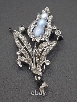1940 Crown Trifari Tulip Fur Clip Alfred Philippe Moonstone Jelly Belly Signed
