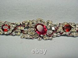 1940 Trifari Alfred Philippe Red Enamel/ruby Red/clear Pave Rhinestone Bracelet