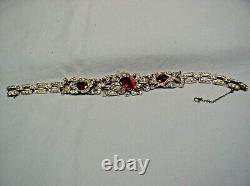 1940 Trifari Alfred Philippe Red Enamel/ruby Red/clear Pave Rhinestone Bracelet