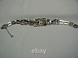 1940 Trifari Alfred Philippe Red Enamel/ruby Red/clear Pave Rhinestone Bracelet