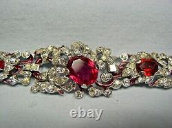 1940 Trifari Alfred Philippe Red Enamel/ruby Red/clear Pave Rhinestone Bracelet