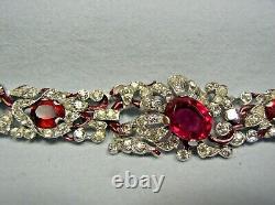 1940 Trifari Alfred Philippe Red Enamel/ruby Red/clear Pave Rhinestone Bracelet