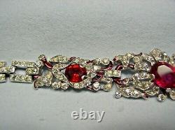 1940 Trifari Alfred Philippe Red Enamel/ruby Red/clear Pave Rhinestone Bracelet