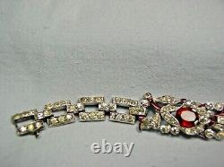 1940 Trifari Alfred Philippe Red Enamel/ruby Red/clear Pave Rhinestone Bracelet