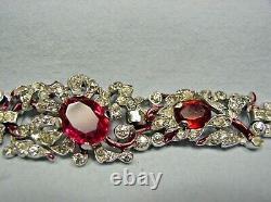 1940 Trifari Alfred Philippe Red Enamel/ruby Red/clear Pave Rhinestone Bracelet