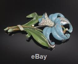 1940 Trifari Orchid Lily Enamel And Rhinestones Fur Clip Alfred Philippe