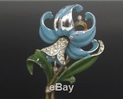 1940 Trifari Orchid Lily Enamel And Rhinestones Fur Clip Alfred Philippe