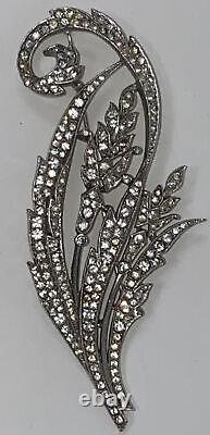 1940's Alfred Philippe Crown Trifari Des Pat Floral Spray Rhinestone Brooch Pin
