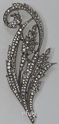 1940's Alfred Philippe Crown Trifari Des Pat Floral Spray Rhinestone Brooch Pin