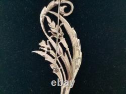 1940's Alfred Philippe Large Crown Trifari Floral Spray Rhinestone Brooch