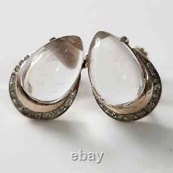 1940's Alfred Philippe Sterling Clip Earrings To Match Trifari Jelly Belly Tear