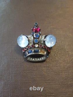 1940's Alfred Philippe Trifari Sterling & Rhinestone Jelly Belly Crown Brooch