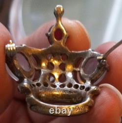 1940's Alfred Philippe Trifari Sterling & Rhinestone Jelly Belly Crown Brooch