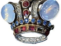 1940's CROWN TRIFARI Alfred Philippe Sterling Silver Crown Brooch 137542